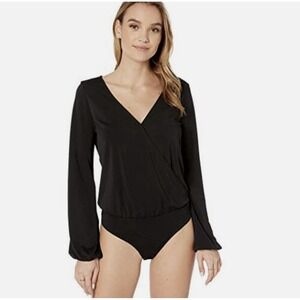 N:Philanthropy Dean Plunge Neck Black Surplice Bodysuit NWOT Size XS